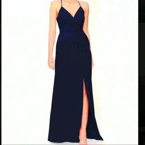 Navy V-neck Gown